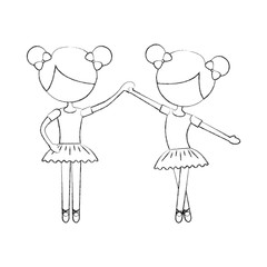 two ballet girl dance standing in pose