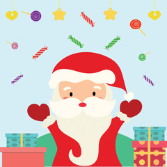 Cute Santa Claus with gift vector