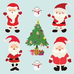 Cute Santa Claus Set. vector
