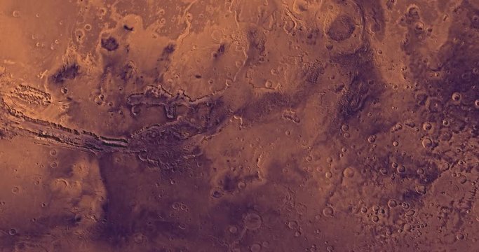 Very high altitude aerial flyover of Mars' equator at -33 degrees longitude. No HUD. Clip is reversible and can be rotated 180 degrees. Data: NASA/JPL/USGS