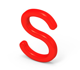 3D render red alphabet S
