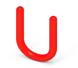 3D render red alphabet U