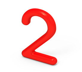 3D render red number 2