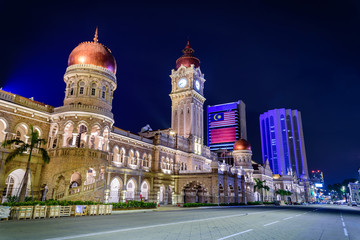 Fototapeta na wymiar Merdeka Square in downtown Kuala Lumpur at night in Malaysia