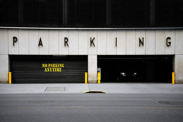 car exiting from the parking garage in new york city