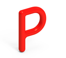 3D render red alphabet P