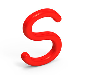 3D render red alphabet S