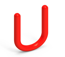 3D render red alphabet U