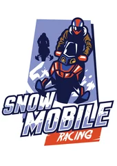 Fotobehang snowmobile racing badge design © bazzier