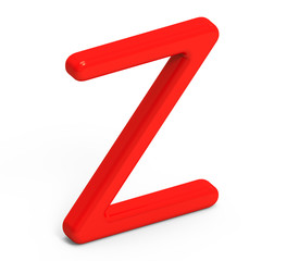 3D render red alphabet Z