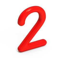 3D render red number 2