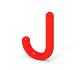 3D render red alphabet J