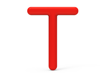 3D render red alphabet T
