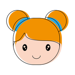 cartoon girl face icon
