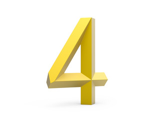 3D render golden beveled number 4