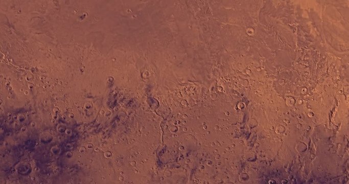 Very high altitude aerial flyover of Mars' equator at 180 degrees longitude. No HUD. Clip is reversible and can be rotated 180 degrees. Data: NASA/JPL/USGS