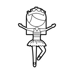 the little girl danced ballet with tutu dress and crown