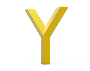 Obraz premium 3D render golden beveled alphabet Y