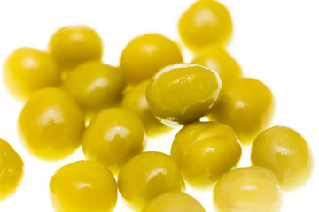 Marinated green peas on a white background
