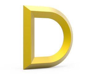 Obraz premium 3D render golden beveled alphabet D