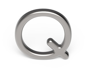 3D render metallic alphabet Q