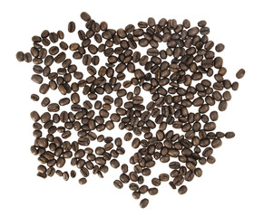 Pile of roasted coffee isolated on white background