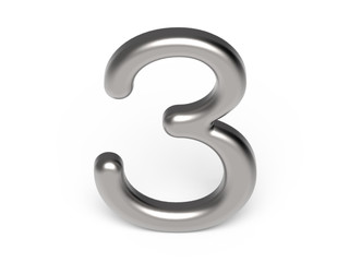3D render metallic number 3