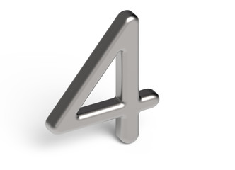 3D render metallic number 4