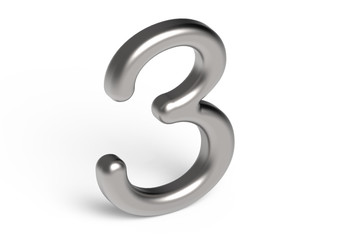 3D render metallic number 3