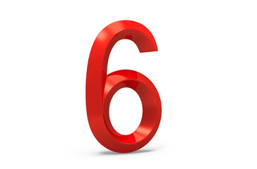 Obraz premium 3D render red beveled number 6