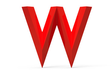 Obraz premium 3D render red beveled alphabet W
