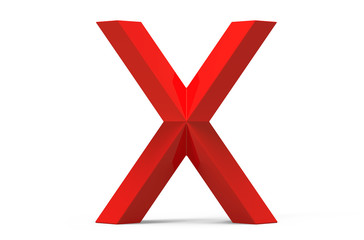 Obraz premium 3D render red beveled alphabet X