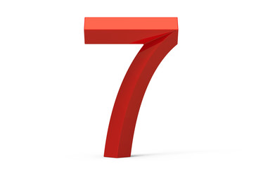 3D render red beveled number 7