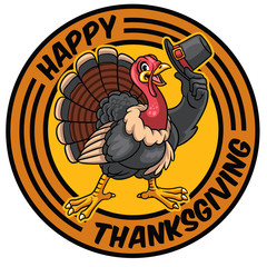Turkey cartoon character holding the hat for thanksgiving celebration