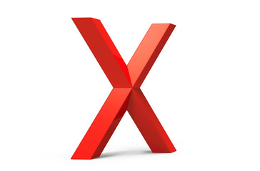 Obraz premium 3D render red beveled alphabet X