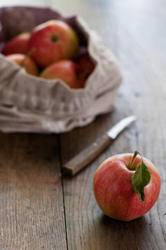 red apple on a table