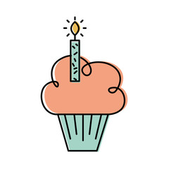 birthday cupcake burning candle celebration symbol