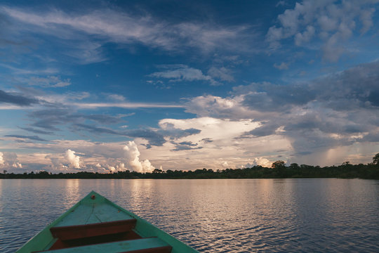 Cruising a river in the morning