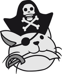 gesicht kopf pirat kapitän matrose säbel hut mütze totenkopf seeräuber meere schiff boot sitzend klein kind baby hübsch süß niedlich katze kätzchen comic cartoon design haustier
