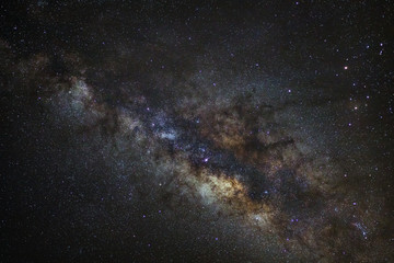 Milky way galaxy with stars and space dust in the universe, Long exposure photograph, with grain.