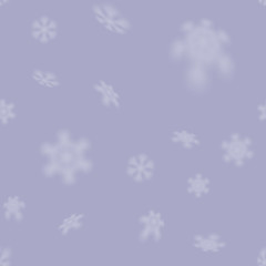 Christmas seamless snowflakes pattern with blurred far falling snow stars for Christmas cards, covers, wallpapers and tiled endless snowflake backgrounds