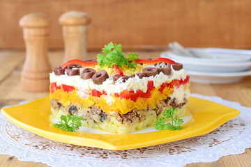 Mimosa salad. Russian traditional