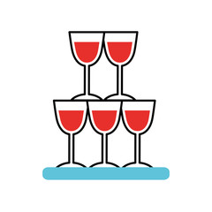 champagne glasses pyramid drink event celebration