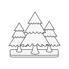 pine trees icon image vector illustration design  black line