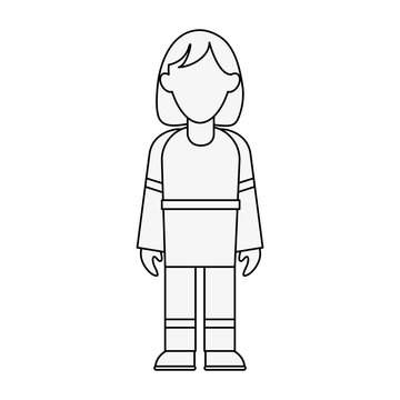 firefighter woman avatar full body icon image vector illustration design  black line