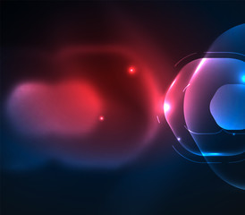 Blurred transparent hexagons on dark, digital abstract background