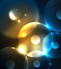 Blurred glowing circles, digital abstract background