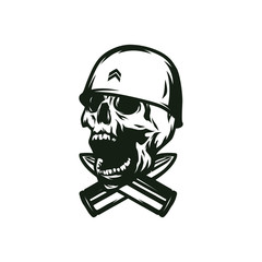Skull soldier vector design illustration