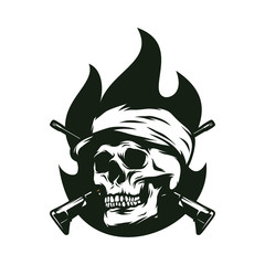 Skull soldier vector design illustration