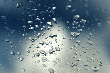 Rain water drops on windows glass